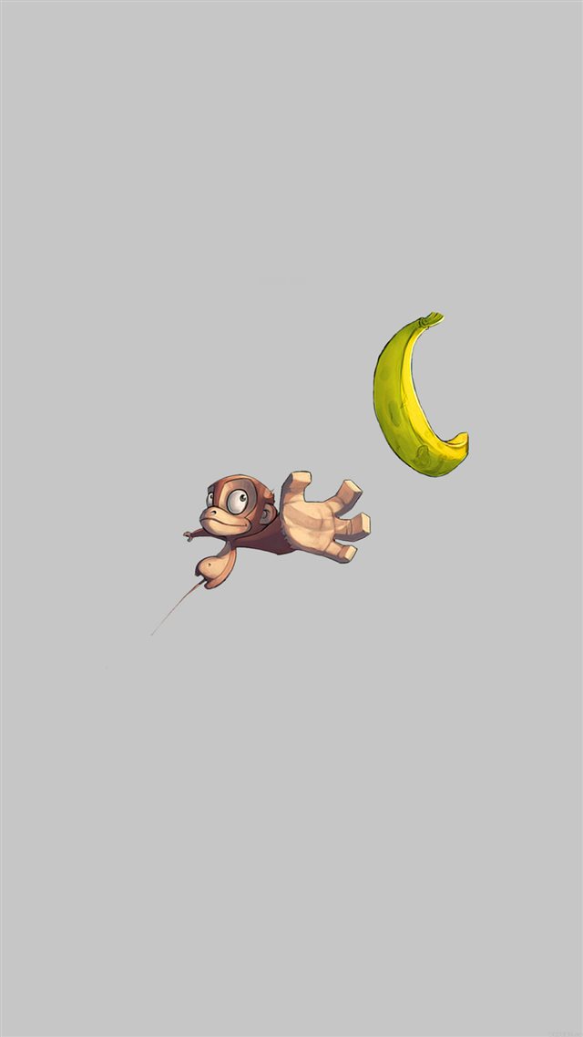 Monkey Banana Love White Illust Art Minimal iPhone 8 wallpaper 