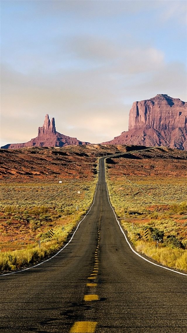 Nature Wild Vast Mountains Field Long Road iPhone 8 wallpaper 