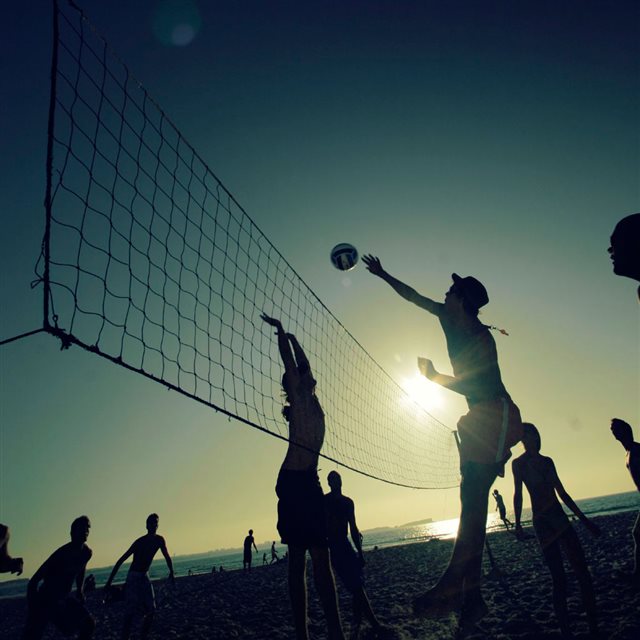 Sunset Beach Volleyball Sports iPad wallpaper 