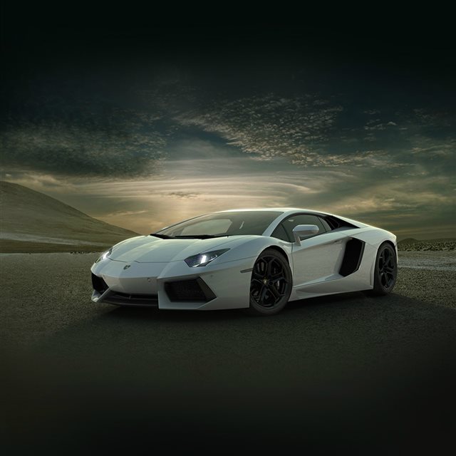 Lamborghini Car Exotic White Art iPad wallpaper 