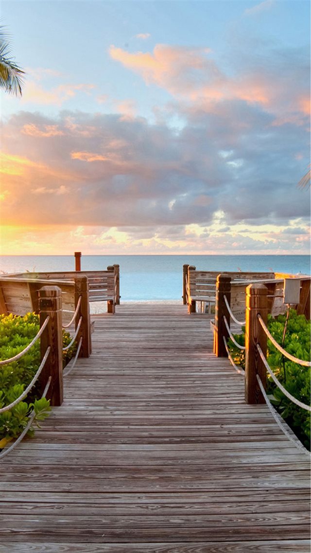 Nature Sunny Bright Skyscape Wooden Bridge iPhone 8 wallpaper 