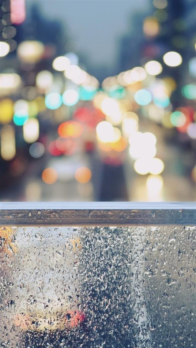 Rainy Street Window Bokeh iPhone 8 wallpaper 