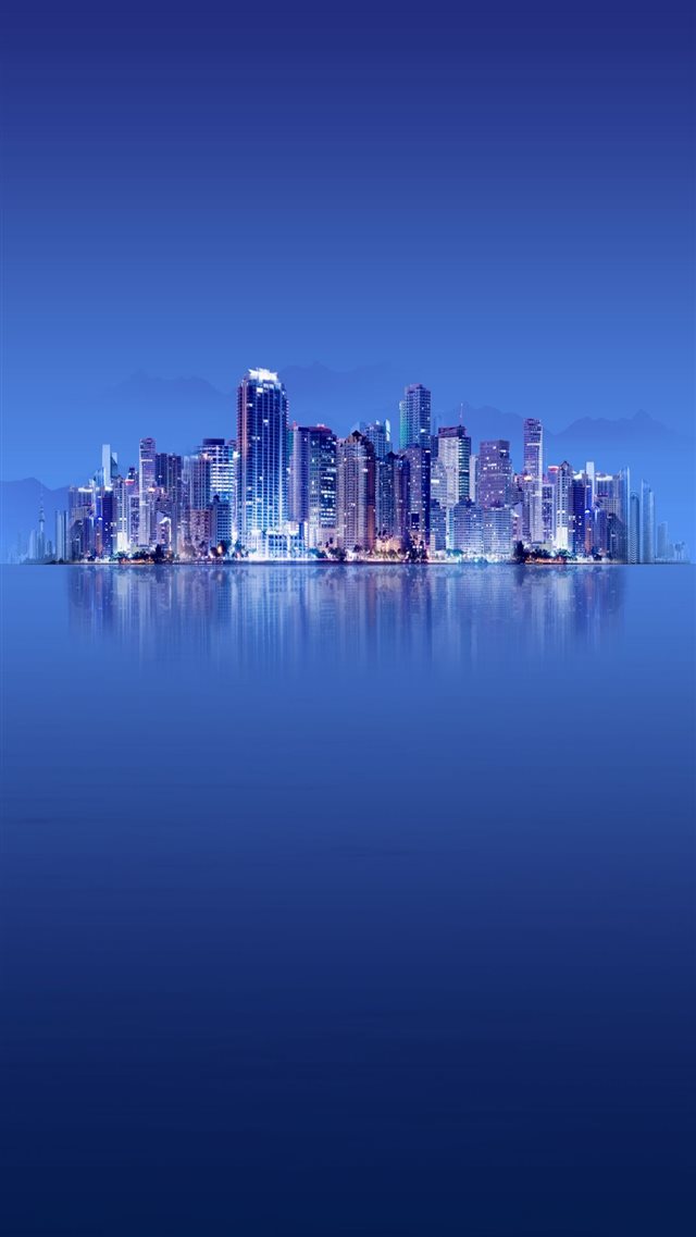 Skyscrapers Calm Sea Winner Landsape iPhone 8 wallpaper 