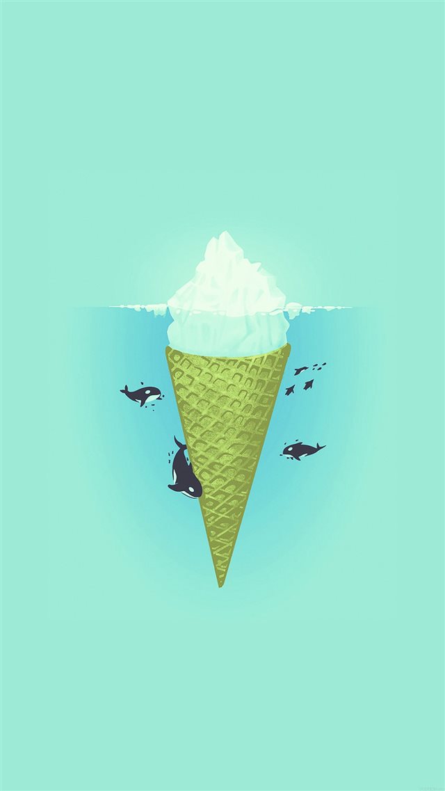 Whale Illust Green Sea Icecream Iiceberg iPhone 8 wallpaper 