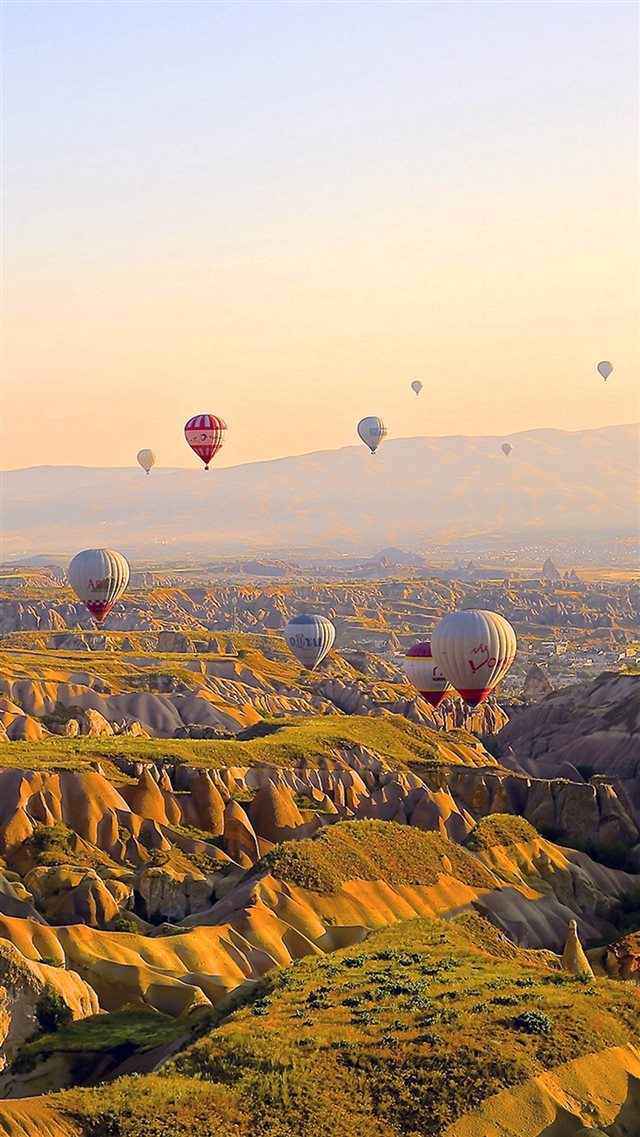 Hot Air Balloon Travel Mountain iPhone 8 wallpaper 