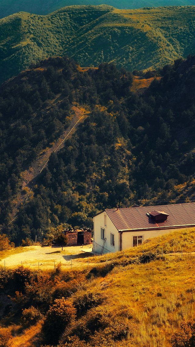 Karabakh Armenia Nature With Mountain House Fall iPhone 8 wallpaper 