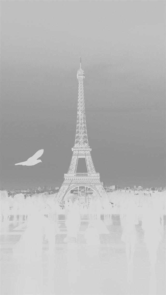 Paris Eiffel Tower Tour Dark Bird France White iPhone 8 wallpaper 