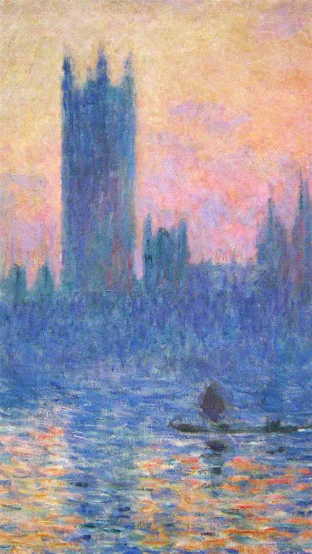 Claude Monet Classic Painting Art Sunset Pattern iPhone 8 wallpaper 