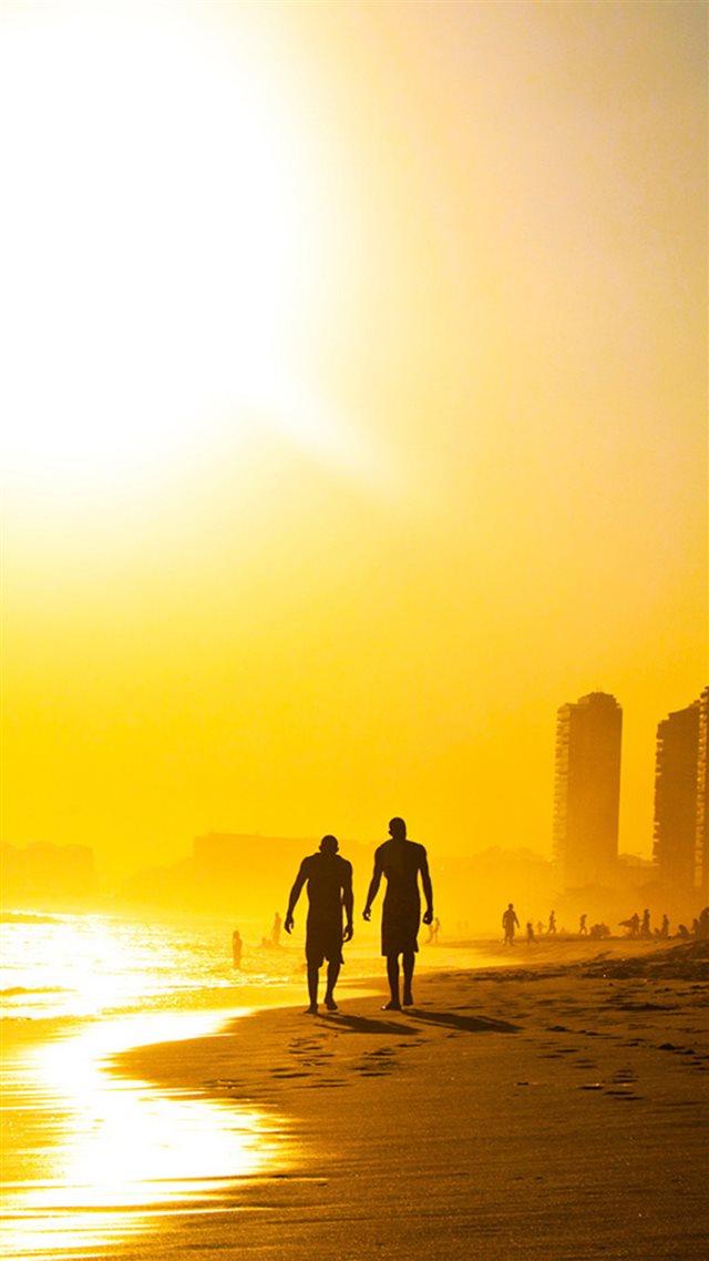 Golden Sunset Beach Walk  iPhone 8 wallpaper 