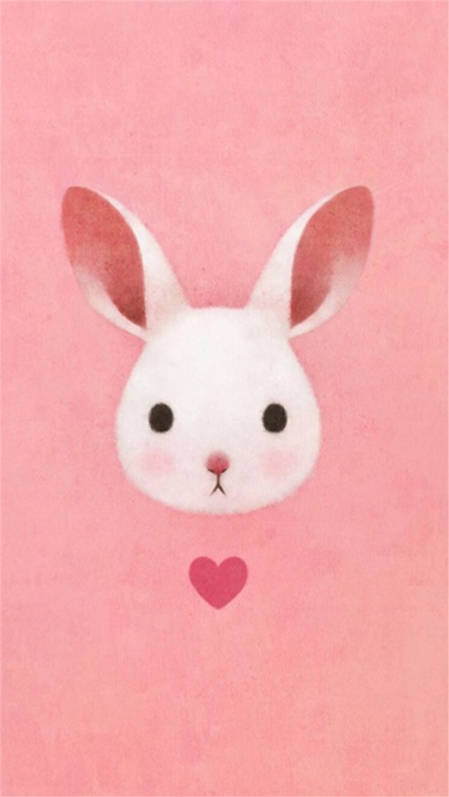 Cute Lovely Pink Rabbit Drawing Art iPhone 8 wallpaper 