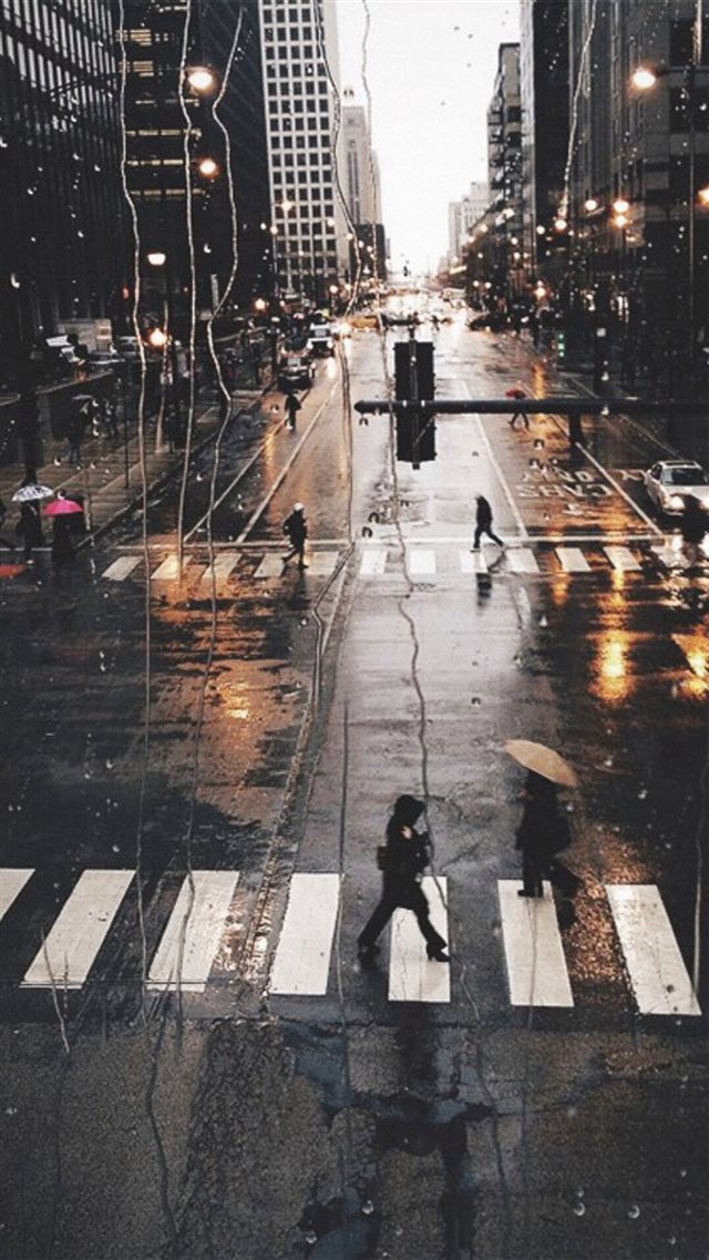 Rainy City View Outside Window Glass Street View iPhone 8 wallpaper 