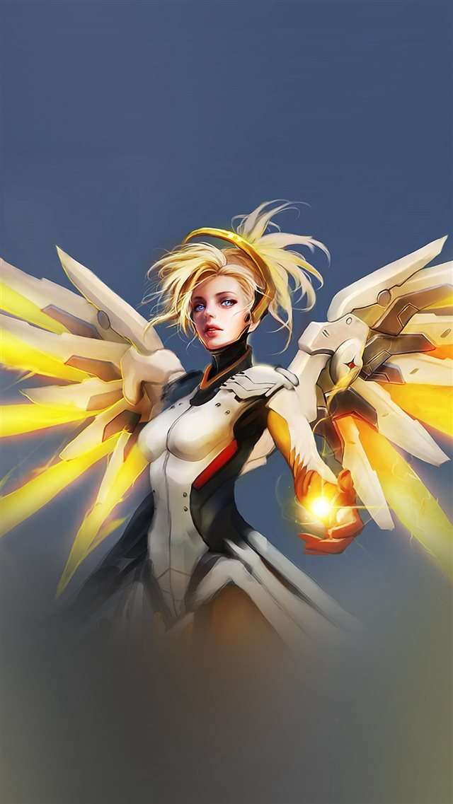 Overwatch Mercy Cute Game Art Illustration Angel iPhone 8 wallpaper 