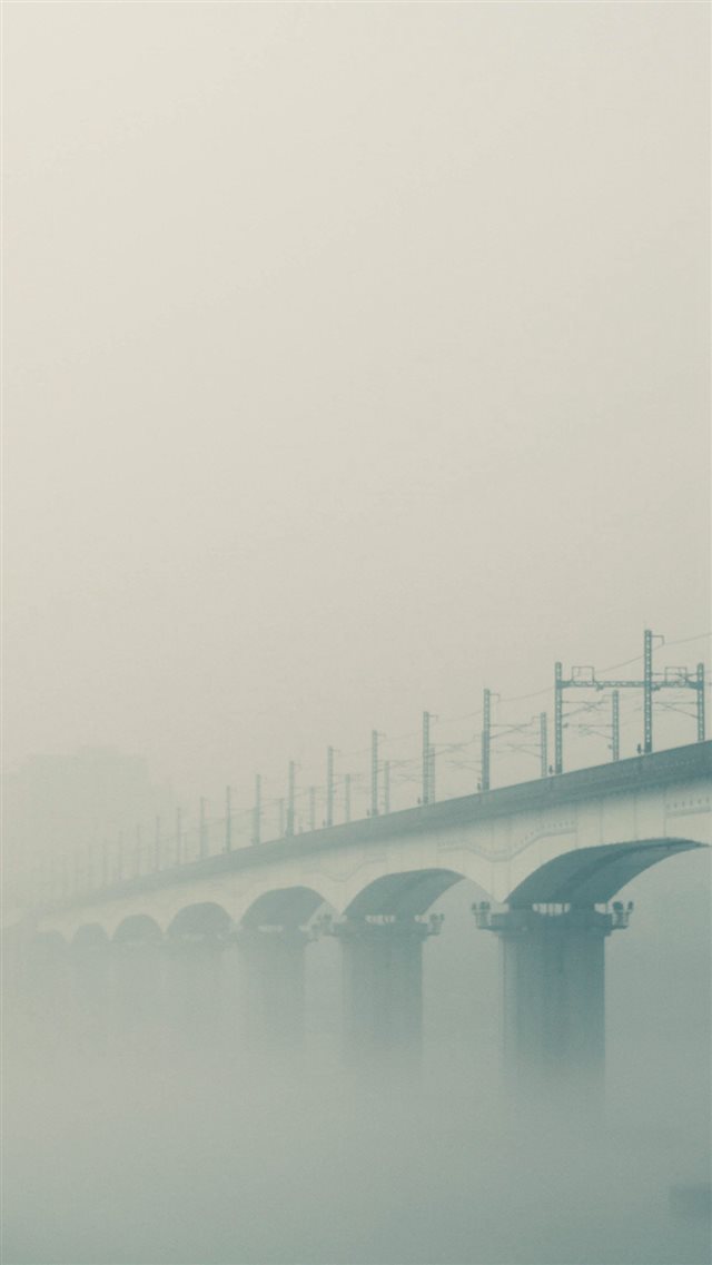 Foggy Bridge River Green iPhone 8 wallpaper 