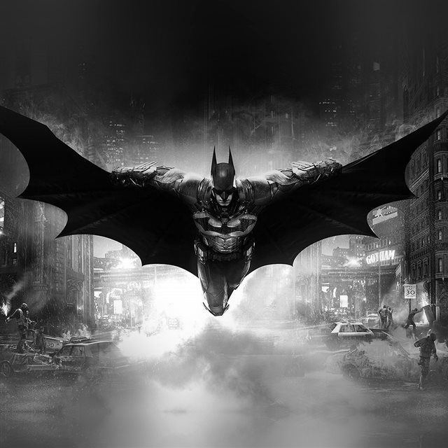 Batman Dark Bw Game Hero Art Illust iPad wallpaper 