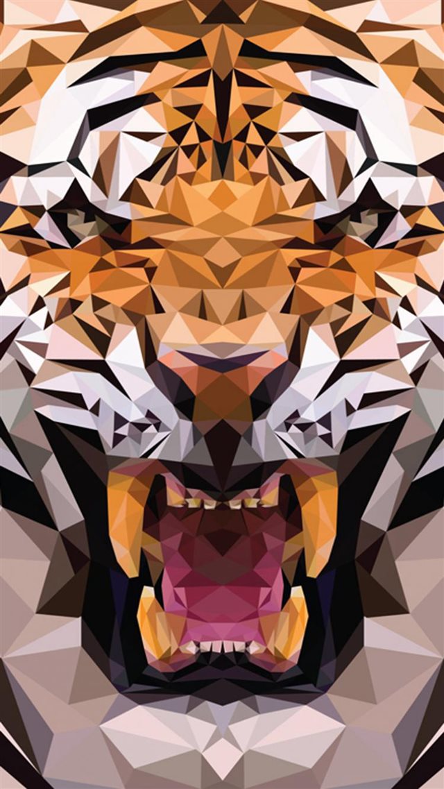 iOS8 Animals Tiger Polygon Pattern Drawn iPhone 8 wallpaper 