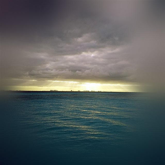 Sea City Blue Ocean Nature Sky Cloud Blur iPad wallpaper 