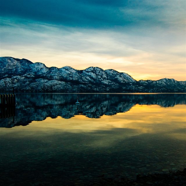 Mountain Lake Reflection Scenery iPad wallpaper 