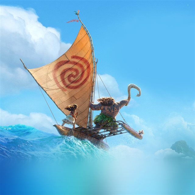 Surf Moana Disney Film Anime Summer Sea Iillustration Art iPad wallpaper 