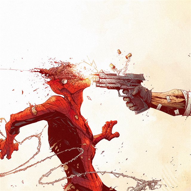 Punisher Spiderman Tonton Revolver Illustration Art iPad wallpaper 