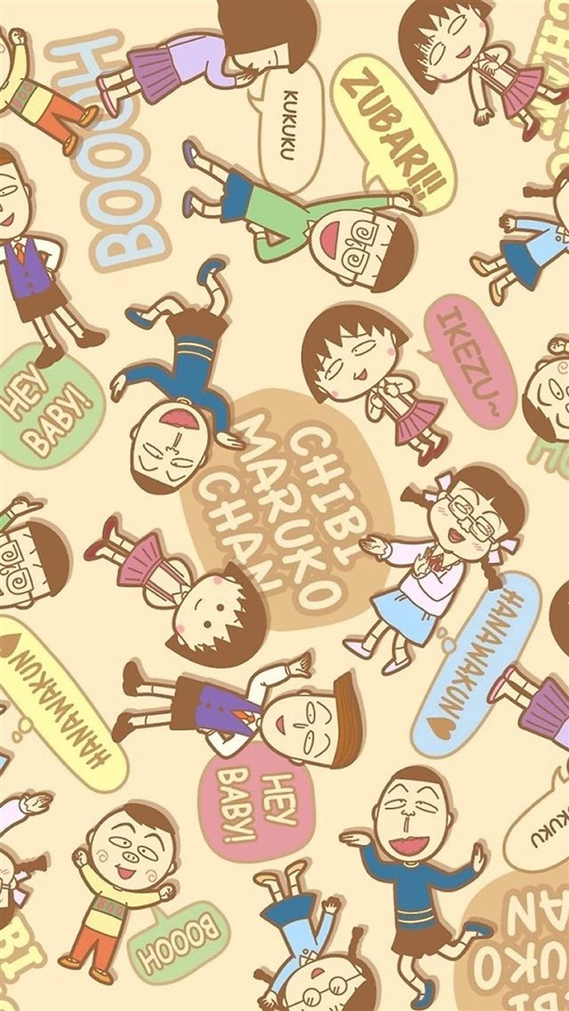 Chibi Maruko Cartoon Pattern Background iPhone 8 wallpaper 