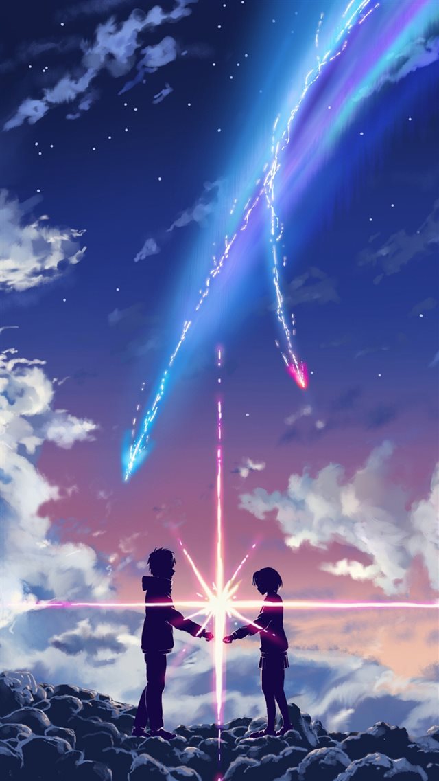 Your Name Movie Touching Through Space Poster iPhone 8 wallpaper 