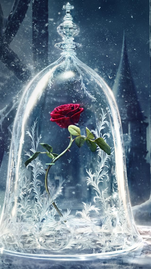  Beauty and the Beast Castle Icy Bell Rose Snowflake iPhone 8 wallpaper 