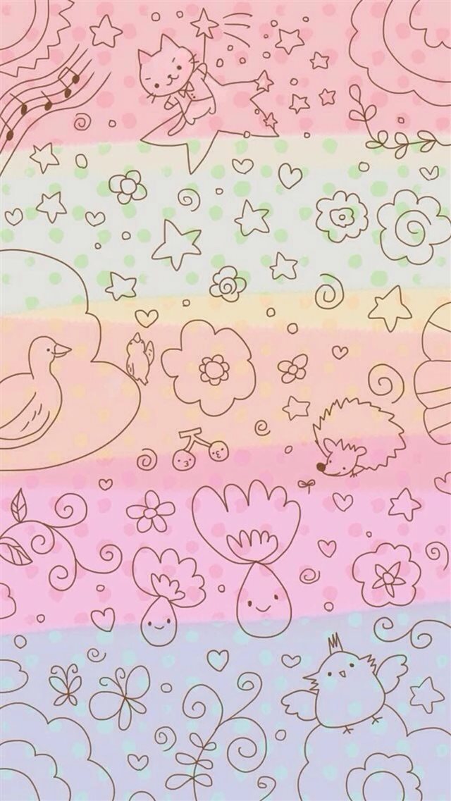 Dreamy Anime Cute Kitten Pattern Painting Background iPhone 8 wallpaper 
