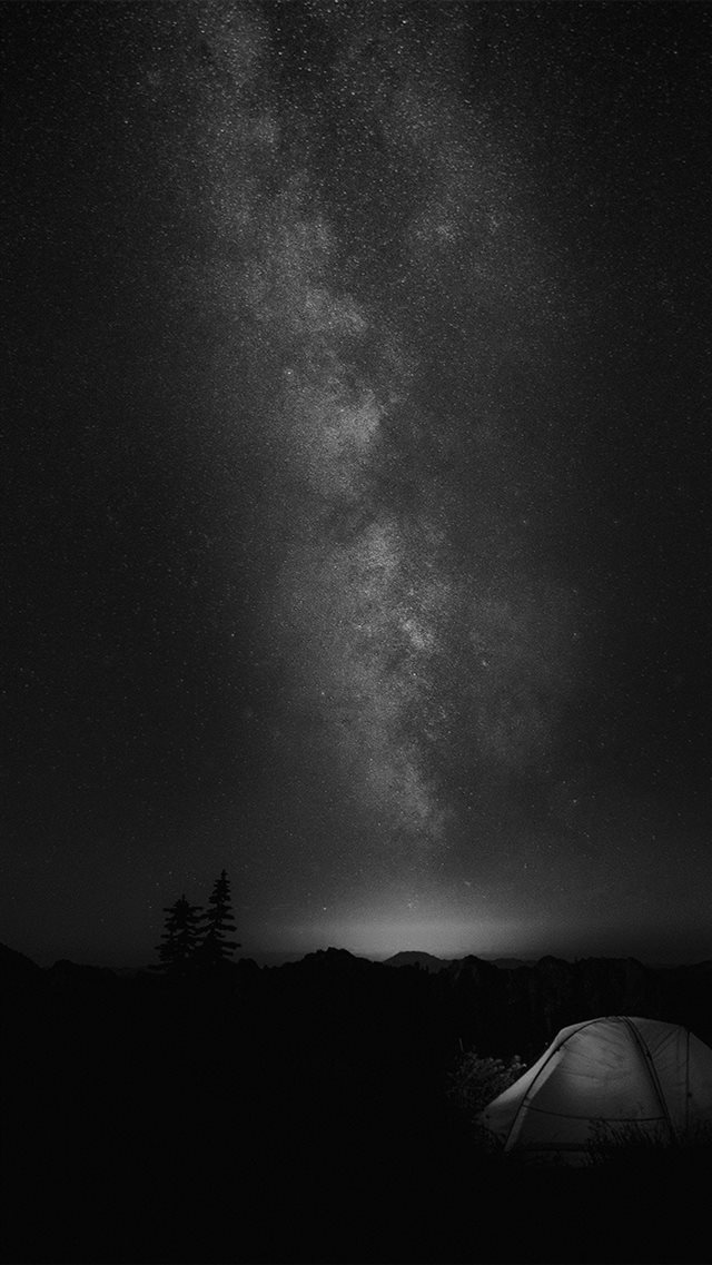 Camping Night Star Galaxy Milky Sky Dark Space Bw iPhone 8 wallpaper 