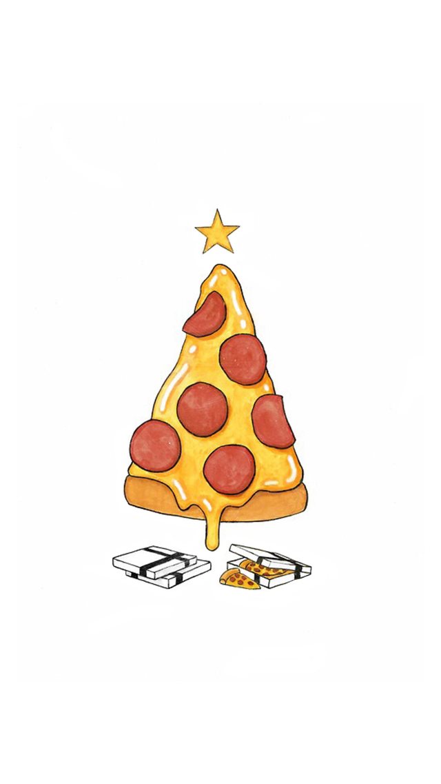 Pizza Christmas Tree Presents iPhone 8 wallpaper 