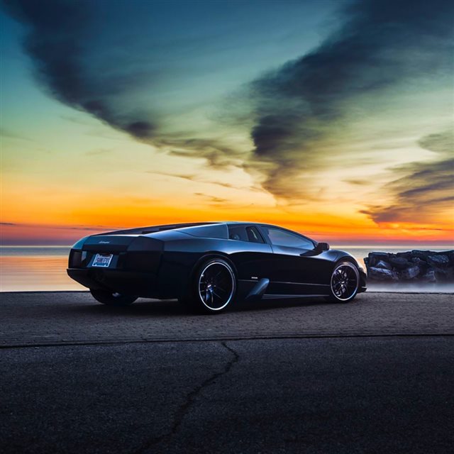 Lamborghini Murcielago Sunset Side View iPad wallpaper 