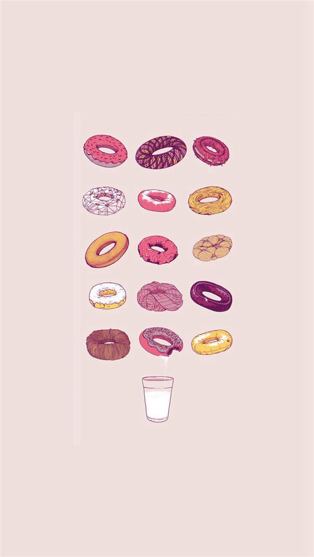 Delicious Donuts Milk Glass Illustration iPhone 8 wallpaper 