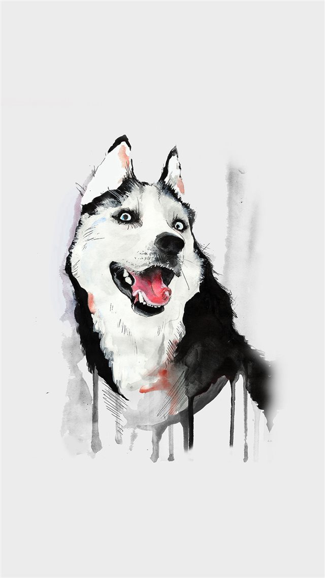 Happy Dog White Husky Animal Iillust Watercolor iPhone 8 wallpaper 