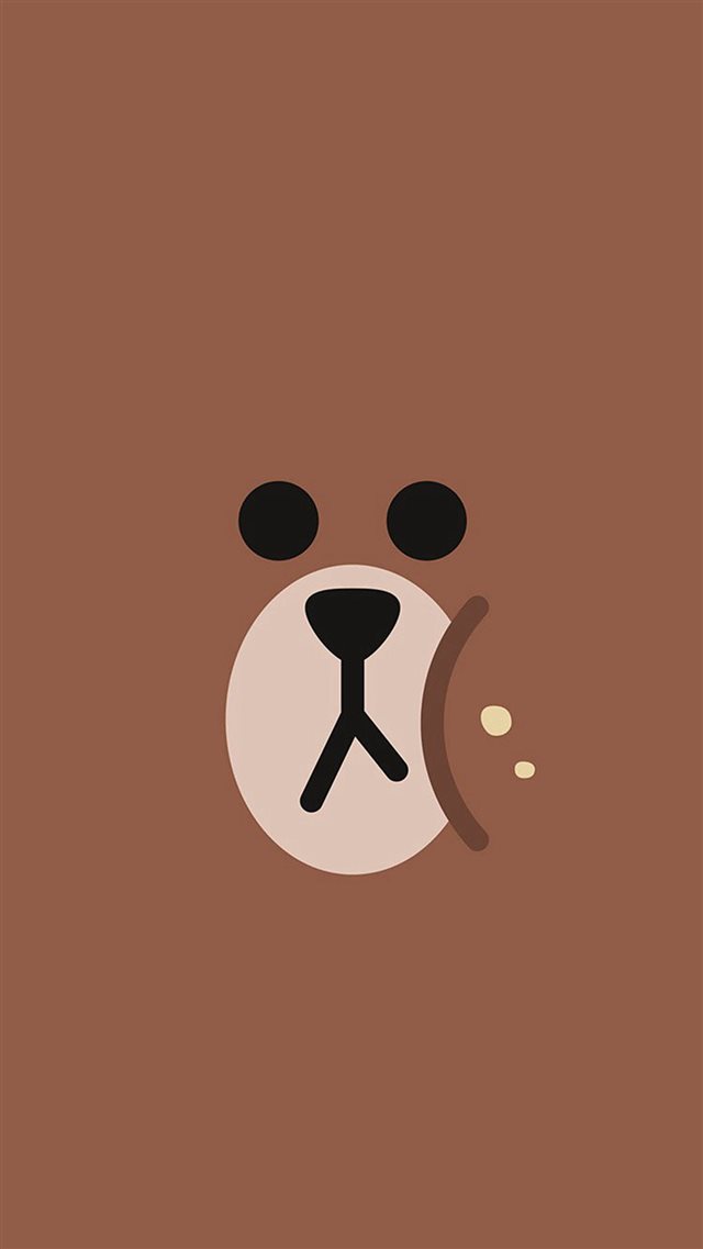 Line Charactor Cute Brown Bear Face Ilustration Art iPhone 8 wallpaper 