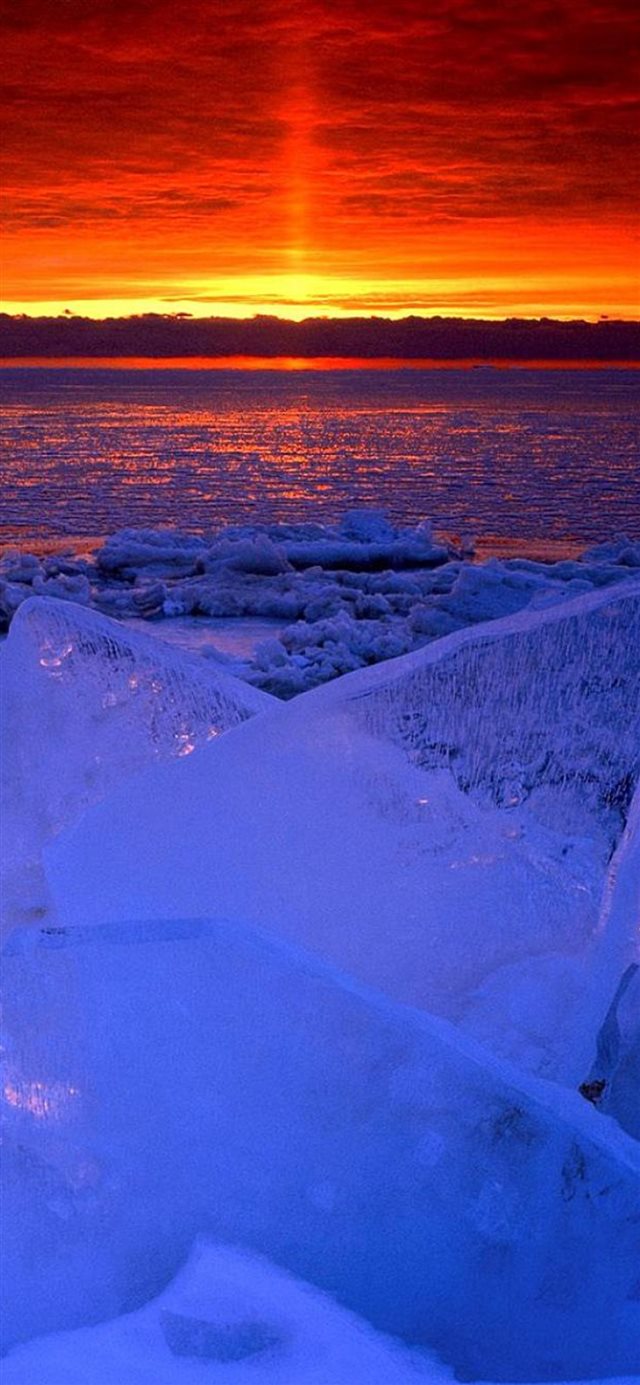 Nature Ocean Sunset Iceberg Glacier Landscape iPhone X wallpaper 