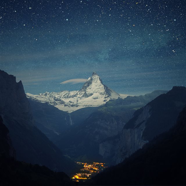 Switzerland Alps Mountains Night Beautiful Landscape iPad Pro wallpaper 