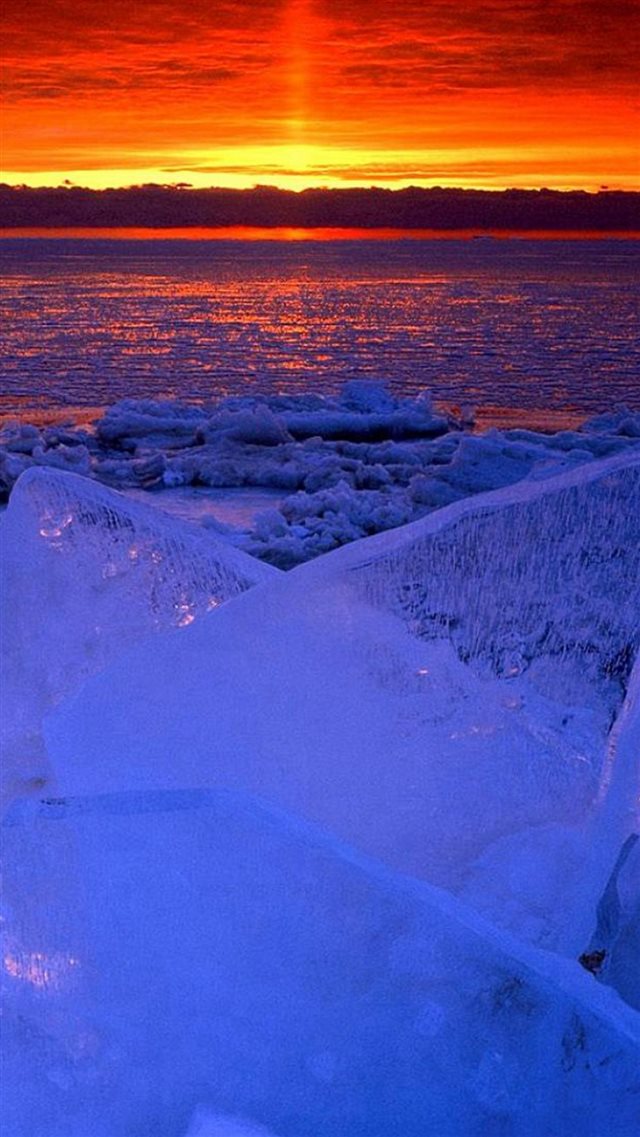 Nature Ocean Sunset Iceberg Glacier Landscape iPhone 8 wallpaper 