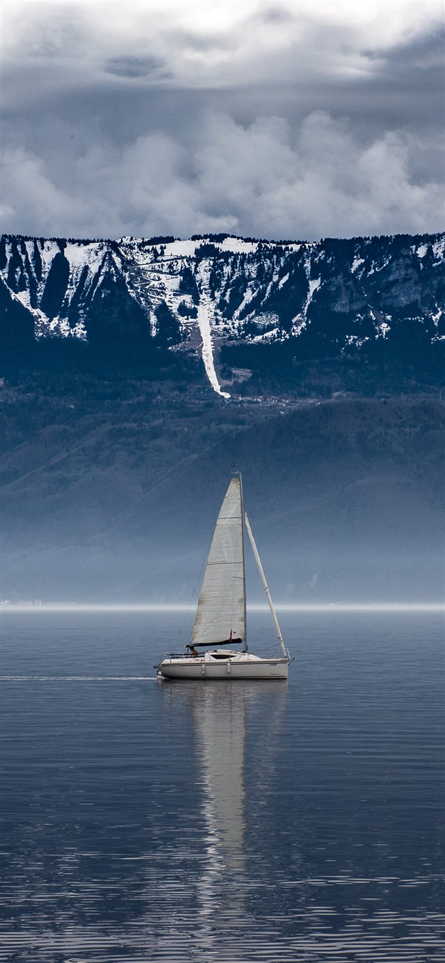 Boat Lake Mountain Nature iPhone X wallpaper 