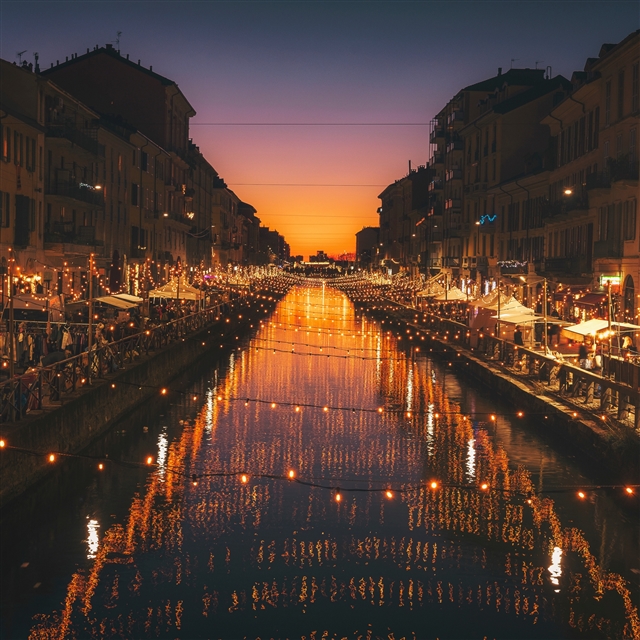 Milan italy river evening city iPad Pro wallpaper 