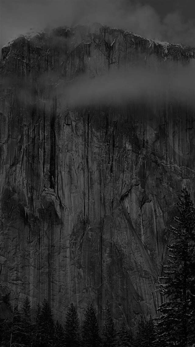 Yosemite black cliff iPhone 8 wallpaper 