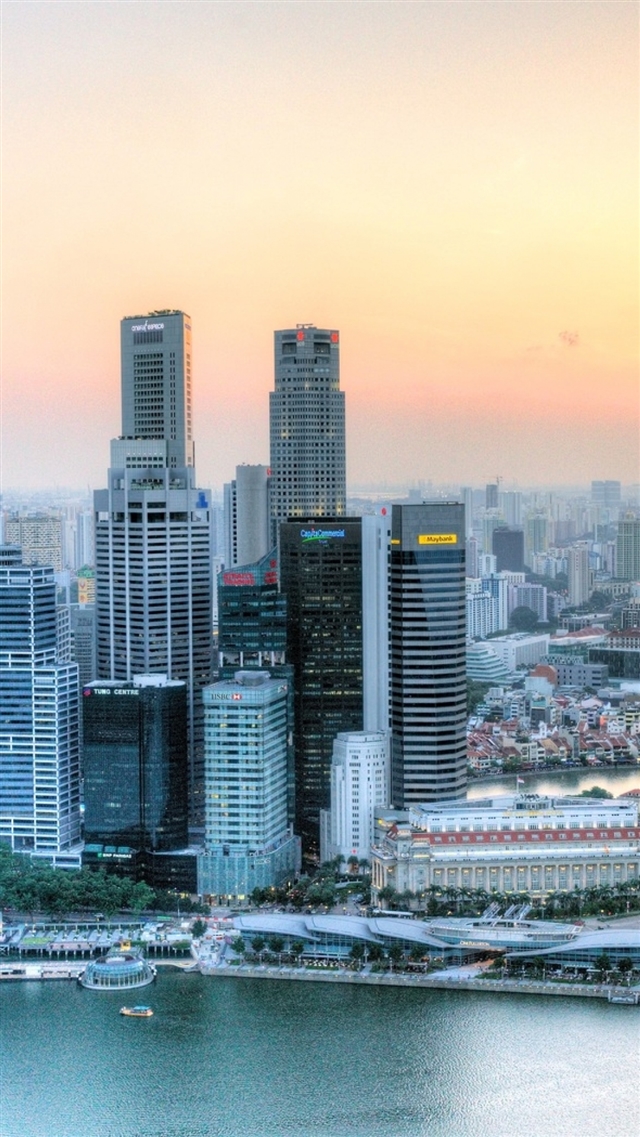 Singapore sunset skyscrapers iPhone 8 wallpaper 