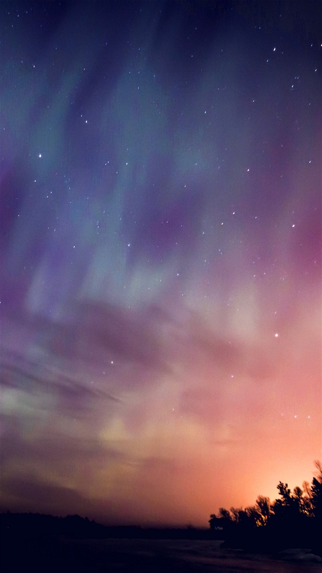 Space aurora night sky iPhone 8 wallpaper 