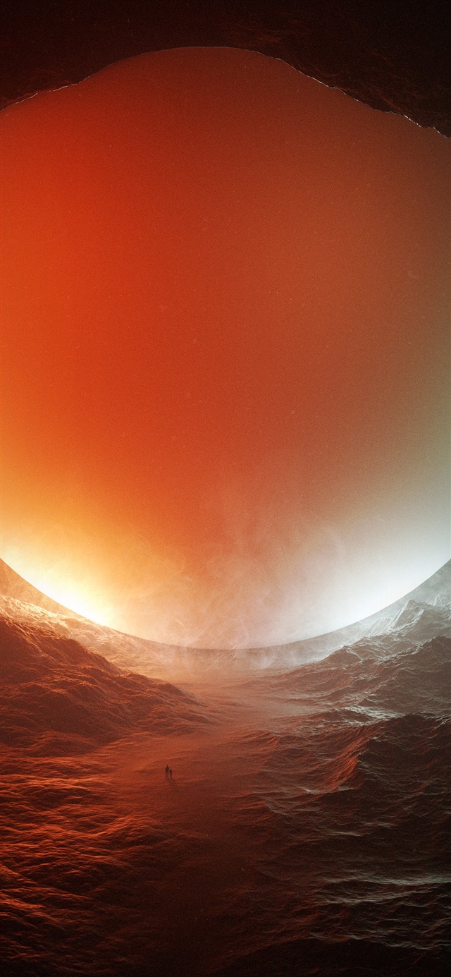 Space red sun art illustration iPhone X wallpaper 