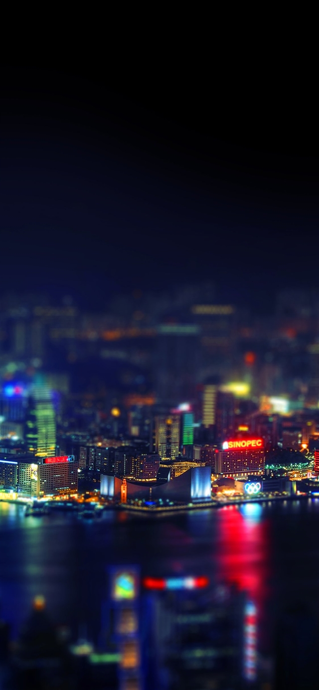 Hongkong city night iPhone X wallpaper 