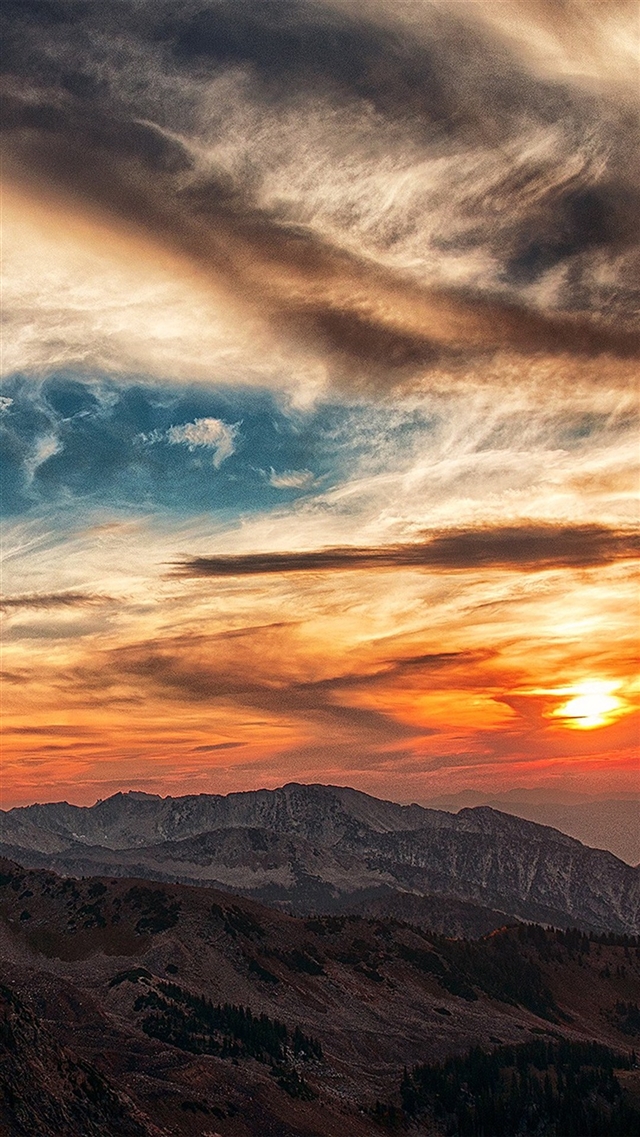 Sunset mountain sky cloud iPhone 8 wallpaper 