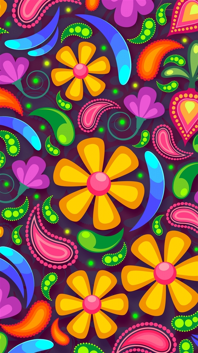 Flowers art colorful iPhone 8 wallpaper 