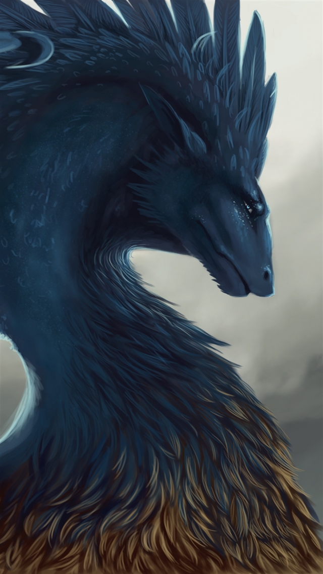 Dragon fantasy art feathers iPhone 8 wallpaper 