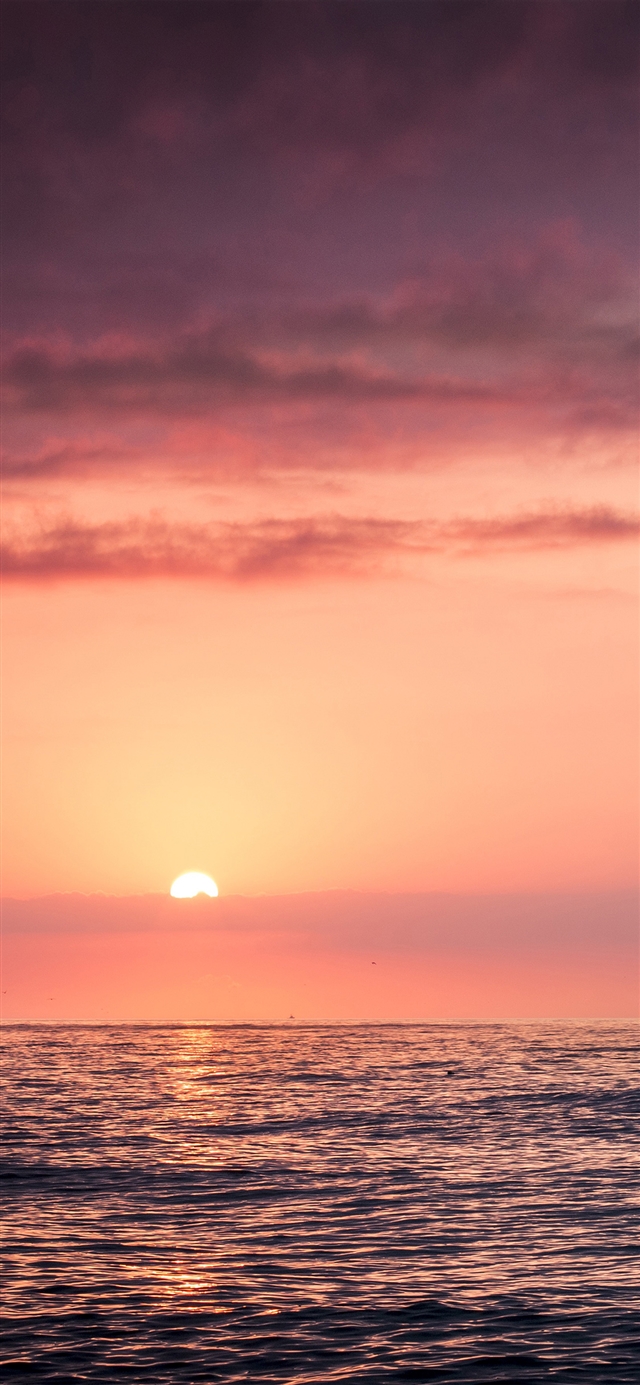 Sunset sea beach sky red iPhone X wallpaper 