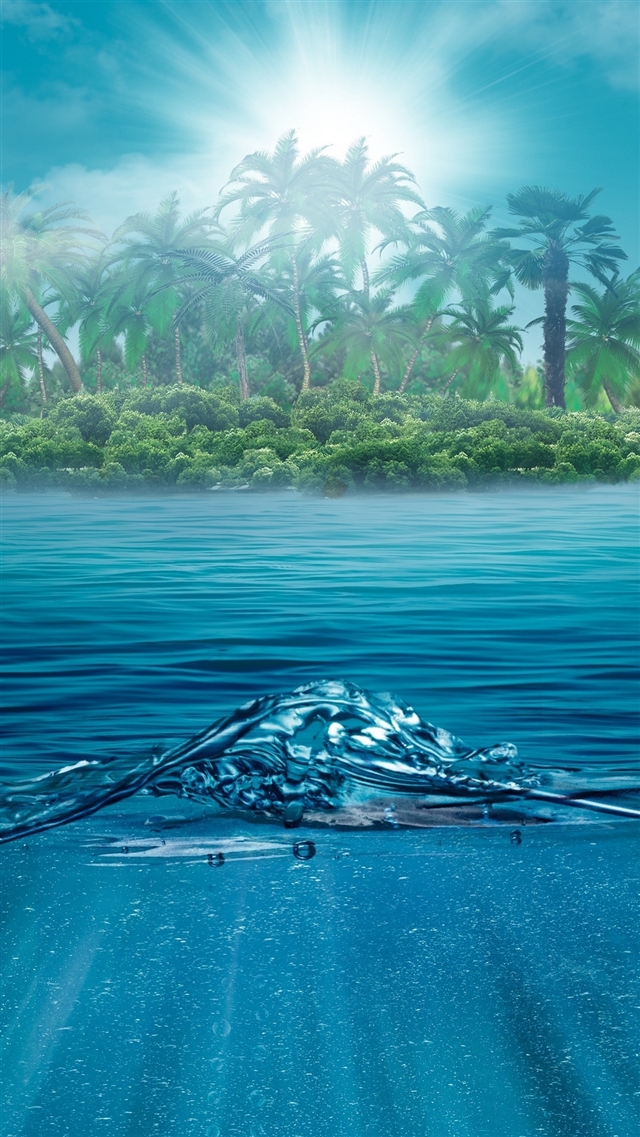 Lonely island ocean iPhone 8 wallpaper 