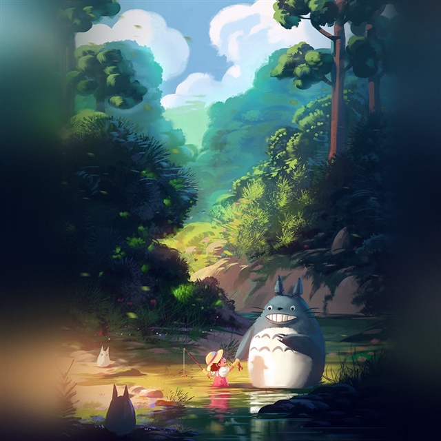 Totoro anime illustration art iPad wallpaper 
