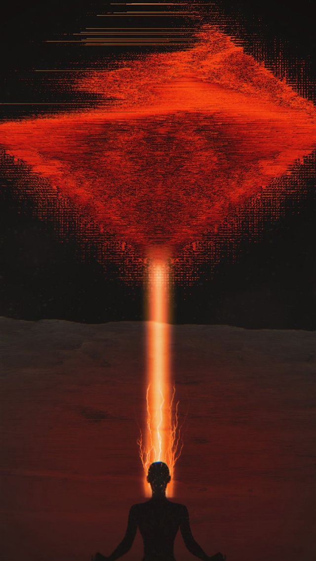 Digital red space alien art iPhone 8 wallpaper 
